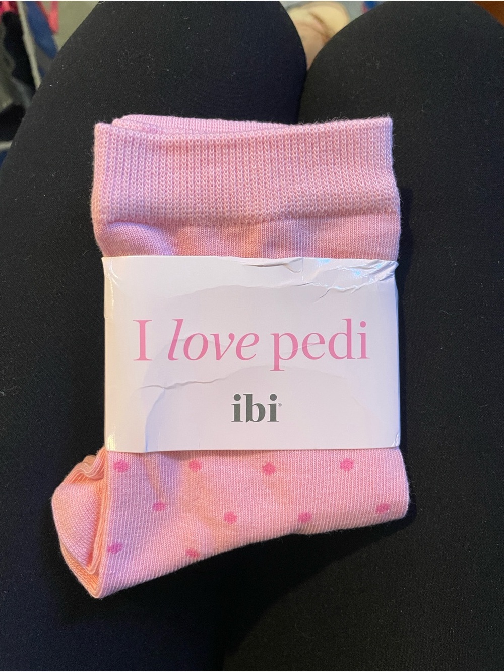Pink 'I Love Pedi' Toeless Ankle Sock
